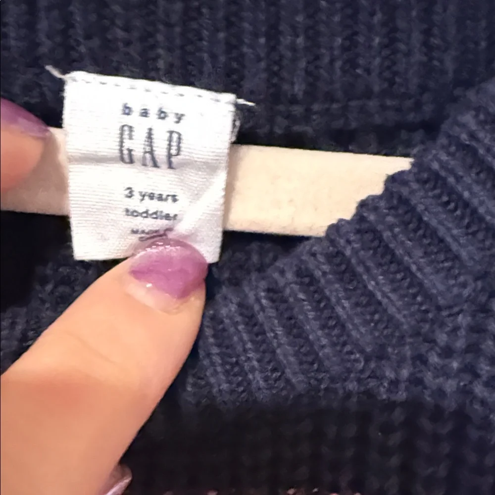 Gap Baby Striped Navy Crewneck Sweater with Multicolor Bands 100% cotton 3T
